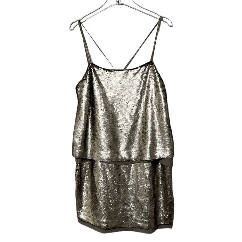 Banana Republic Pewter Grey Sequin Mini Dress Size 12
NWT
